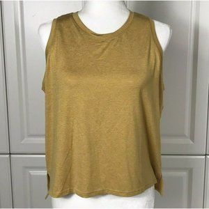 The Balance Collection Womens Size L Workout Tank  Mustard Yellow Split Hem Soft